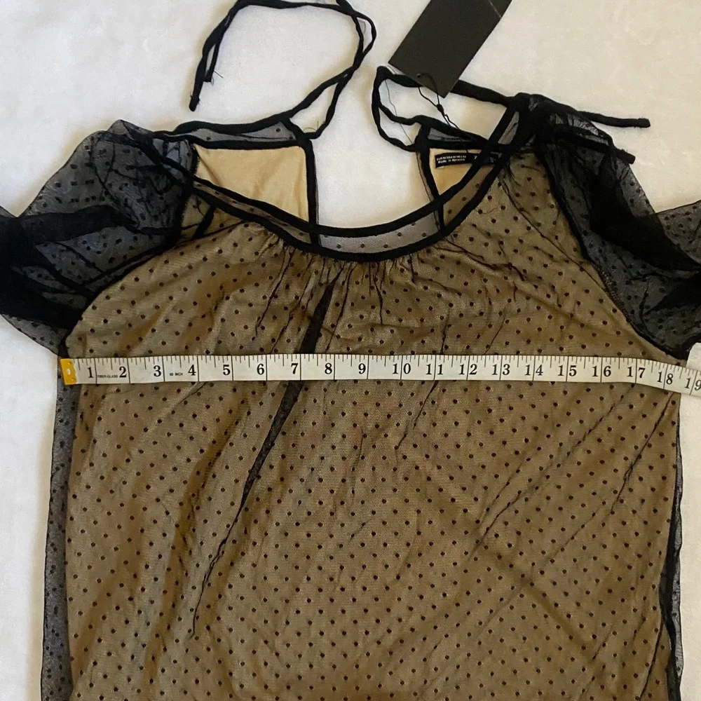 Zara Black and Gray Sheer Sleeve Blouse